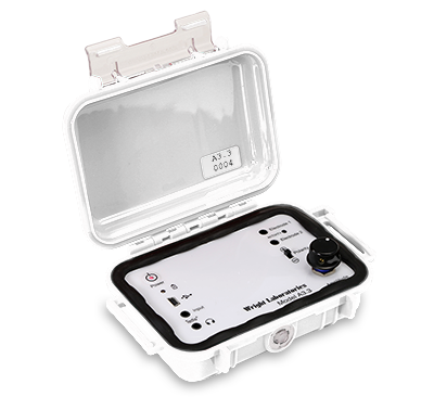 JWLABS Model A3.3 Rife Machine in an open protective case, showcasing control panel and settings, relevant to alternative health solutions and hospital stay preparation.