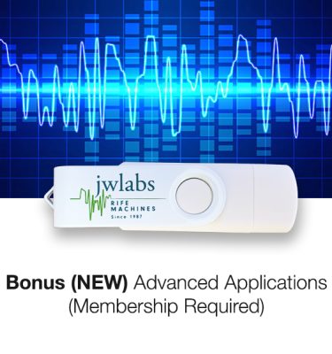 Advanced Bonus Applications on Flash Drive - Top View with frequency image background