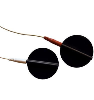 round non-adhesive carbon patches with electrode wires attached