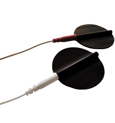 round non-adhesive carbon patches with electrode wires attached