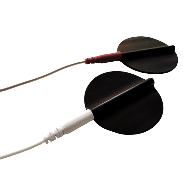 round non-adhesive carbon patches with electrode wires attached